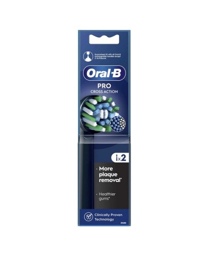 ORAL-B PRO CROSS ACTION BLACK ΑΝΤΑΛΛΑΚΤΙΚΕΣ ΚΕΦΑΛΕΣ ΗΛΕΚΤΡΙΚΗΣ ΟΔΟΝΤΟΒΟΥΡΤΣΑΣ ΜΑΥΡΕΣ 2τμχ