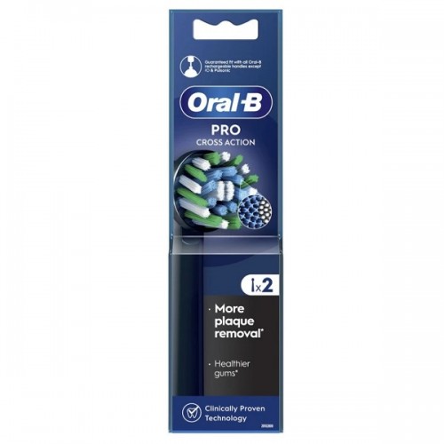 ORAL-B PRO CROSS ACTION BLACK ΑΝΤΑΛΛΑΚΤΙΚΕΣ ΚΕΦΑΛΕΣ ΗΛΕΚΤΡΙΚΗΣ ΟΔΟΝΤΟΒΟΥΡΤΣΑΣ ΜΑΥΡΕΣ 2τμχ