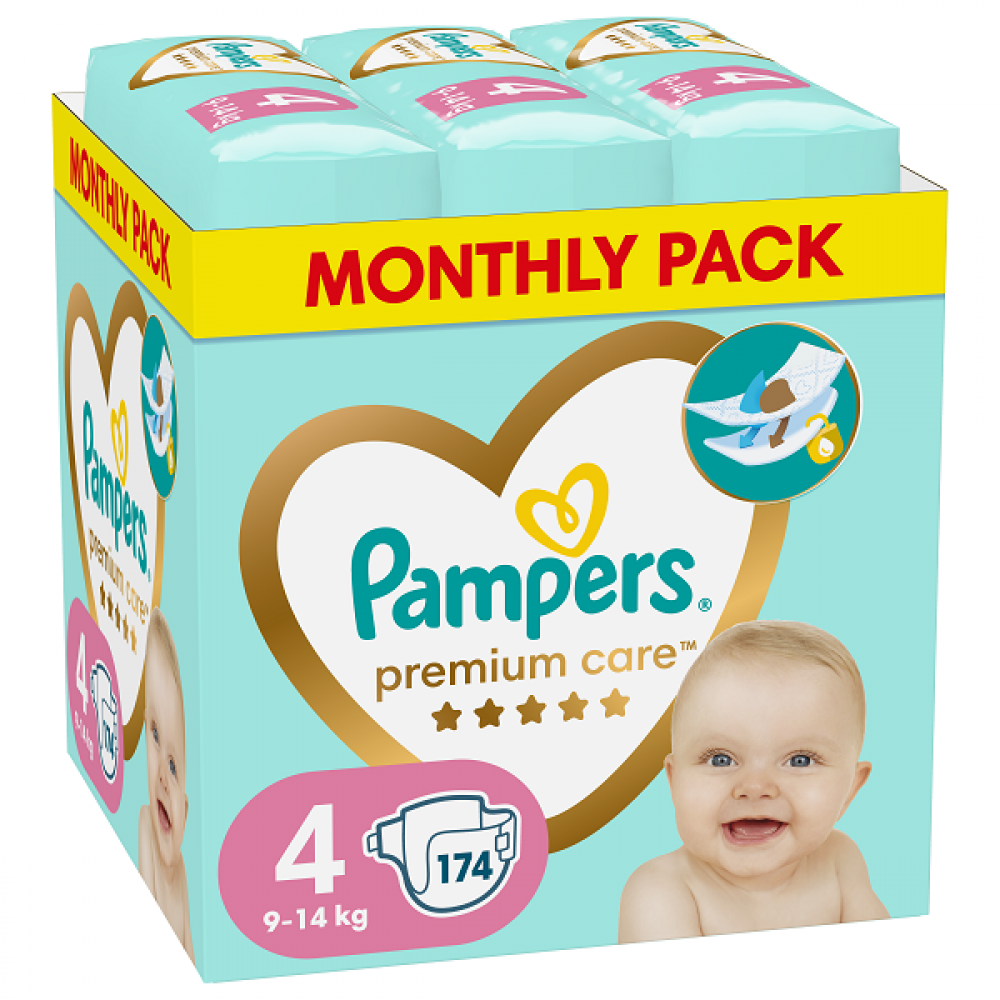 PAMPERS PREMIUM CARE No  4 (9kg - 14kg) 174τμχ MONTHLY PACK