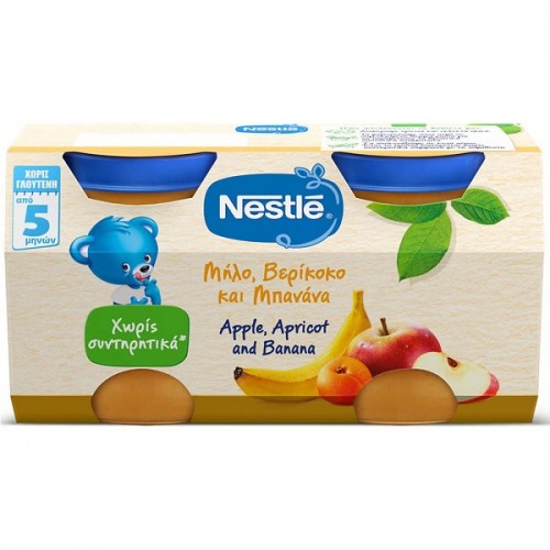 NESTLE ΦΡΟΥΤΟΓΕΥΜΑ ΜΕ ΜΗΛΟ, ΒΕΡΙΚΟΚΟ & ΜΠΑΝΑΝΑ ΑΠΟ ΤΟΝ 5ο ΜΗΝΑ 2 x 125ml