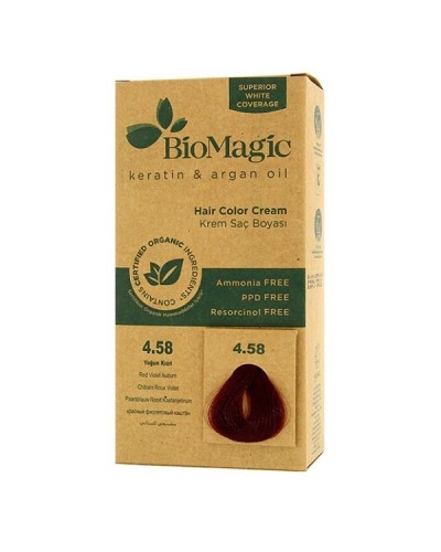 BIOMAGIC HAIR COLOR CREAM 4.58 / RED VIOLET AUBURN