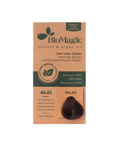 BIOMAGIC HAIR COLOR CREAM 44.43 / DEEP BROWN MAHOGANY GOLD