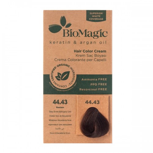 BIOMAGIC HAIR COLOR CREAM 44.43 / DEEP BROWN MAHOGANY GOLD