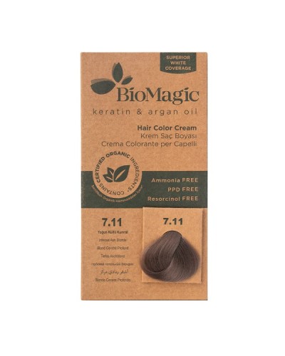 BIOMAGIC HAIR COLOR CREAM 7.11 / INTENSE ASH BLONDE