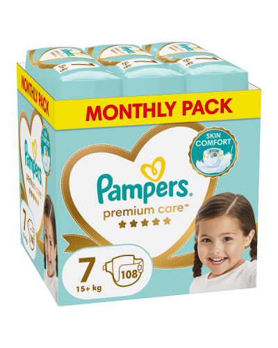 PAMPERS PREMIUM CARE ΠΑΝΕΣ No 7 (15+kg) 108τμχ MONTHLY PACK