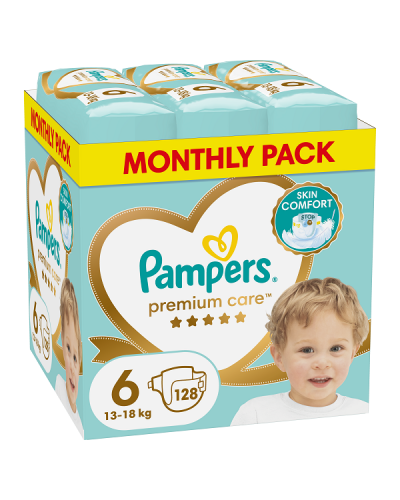 PAMPERS PREMIUM CARE ΠΑΝΕΣ No 6 (13kg-18kg) 128τμχ MONTHLY PACK