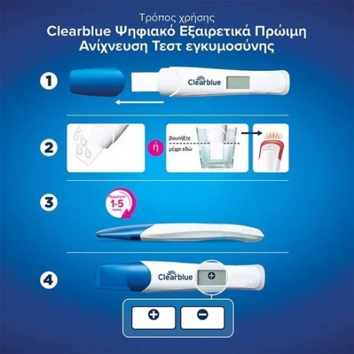 CLEARBLUE ΨΗΦΙΑΚΟ ΤΕΣΤ ΓΙΑ ΠΡΩΙΜΗ ΑΝΙΧΝΕΥΣΗ ΕΓΚΥΜΟΣΥΝΗΣ 1τμχ