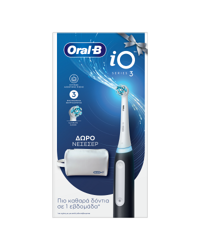 ORAL-B PROMO iO SERIES 3 BLACK ΗΛΕΚΤΡΙΚΗ ΟΔΟΝΤΟΒΟΥΡΤΣΑ ΜΑΥΡΗ & ΔΩΡΟ ΝΕΣΕΣΕΡ