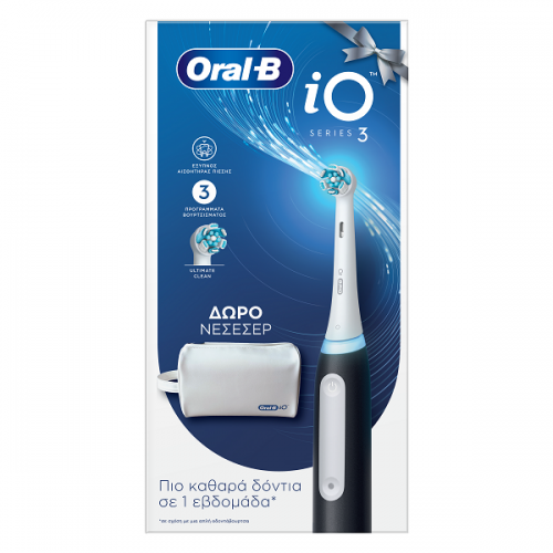 ORAL-B PROMO iO SERIES 3 BLACK ΗΛΕΚΤΡΙΚΗ ΟΔΟΝΤΟΒΟΥΡΤΣΑ ΜΑΥΡΗ & ΔΩΡΟ ΝΕΣΕΣΕΡ