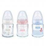 NUK FIRST CHOICE PLUS ΜΠΙΜΠΕΡΟ ΓΥΑΛΙΝΟ 120ML ΜΕ ΘΗΛΗ ΣΙΛΚΟΝΗΣ Μ 0-6Μ