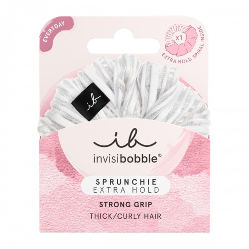 INVISIBOBBLE EXTRA HOLD SPRUNCHIE PURE WHITE ΛΑΣΤΙΧΑΚΙ ΜΑΛΛΙΩΝ ΓΙΑ ΠΥΚΝΑ ΜΑΛΛΙΑ 1τμχ