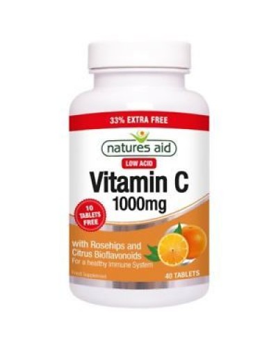 NATURES AID VITAMIN C 1000MG LOW ACID (WITH ROSEHIPS & CITRUS BIOFLAVONOIDS) 40 TABS